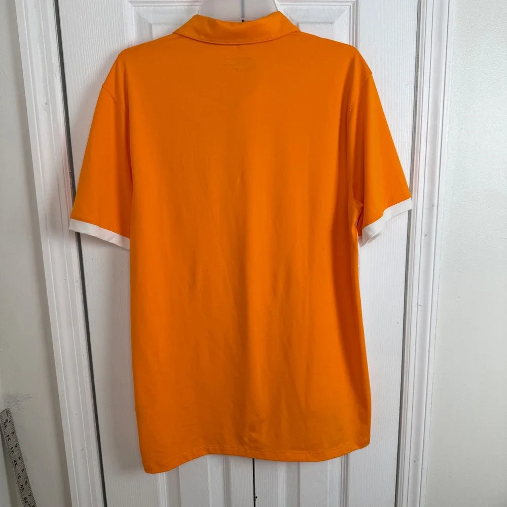 Nike Golf Polo Shirt Medium Orange White Colorblock Dri-FIT‎ Sporty Preppy Mens